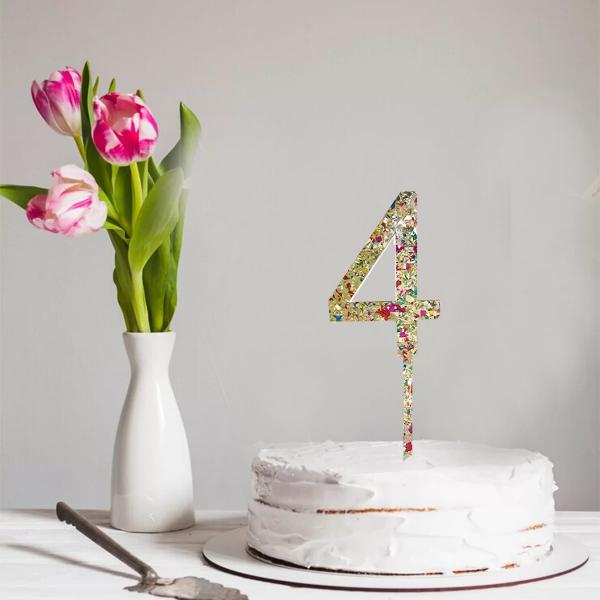 Acrylic Number Cake Topper - 4