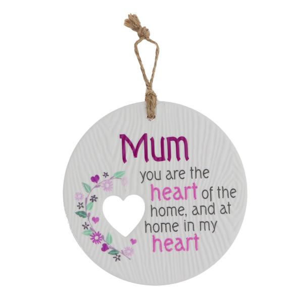 Ceramic Piece Of My Heart Mum Hanging Plaque