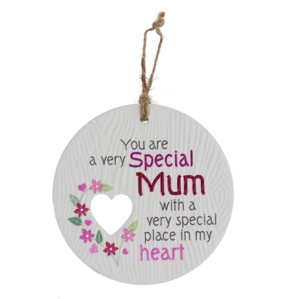 Ceramic Piece Of My Heart Special Mum Hanging Plaque