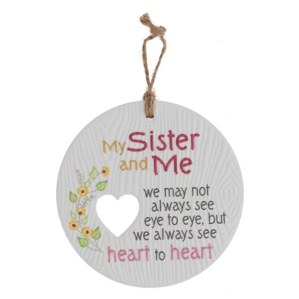 Ceramic Piece Of My Heart My Sister And Me Hanging Plaque