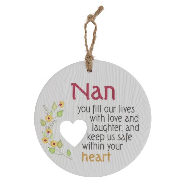 Ceramic Piece Of My Heart Nan Hanging Plaque