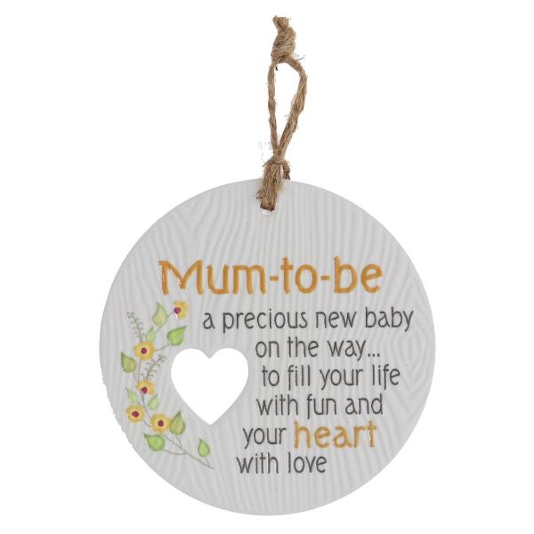 Ceramic Piece Of My Heart Mum To Be Hanging Plaque