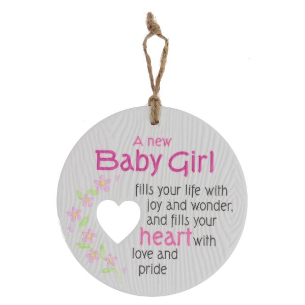 Ceramic Piece Of My Heart Baby Girl Hanging Plaque