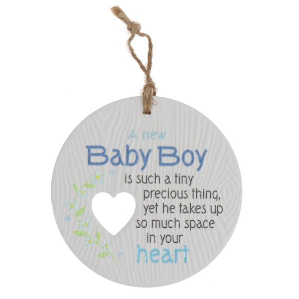 Ceramic Piece Of My Heart Baby Boy Hanging Plaque