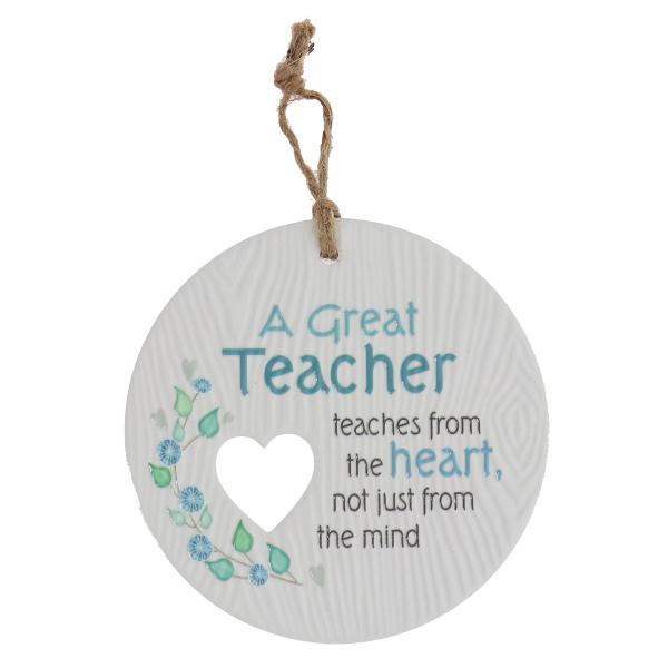 Ceramic Piece Of My Heart A Great Teacher Hanging Plaque