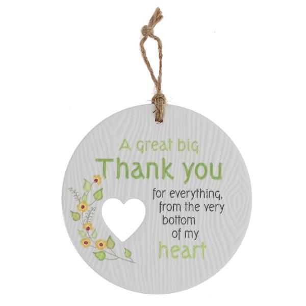 Ceramic Piece Of My Heart A Great Big Thank You Hanging Plaque