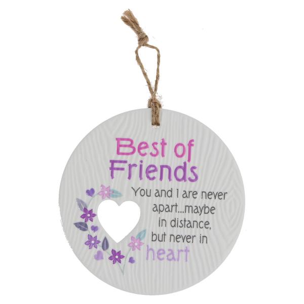 Ceramic Piece Of My Heart Best Of Friends Hanging Plaque