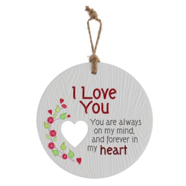 Ceramic Piece Of My Heart I Love You Hanging Plaque