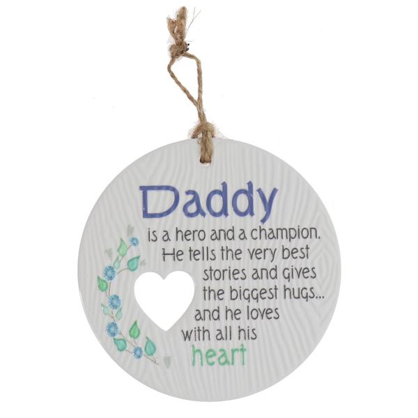 Ceramic Piece Of My Heart Daddy Hanging Plaque