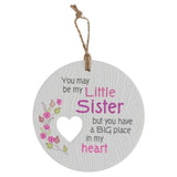 Load image into Gallery viewer, Ceramic Piece Of My Heart Little Sister Hanging Plaque
