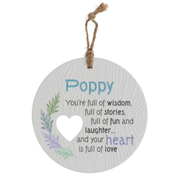 Ceramic Piece Of My Heart Poppy Hanging Plaque