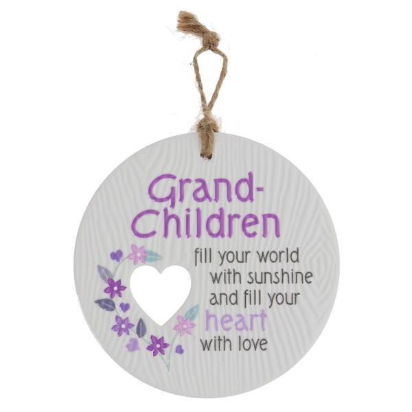 Ceramic Piece Of My Heart Grand Children Hanging Plaque