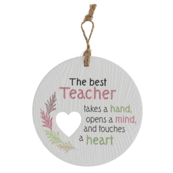 Ceramic Piece Of My Heart The Best Teacher Hanging Plaque