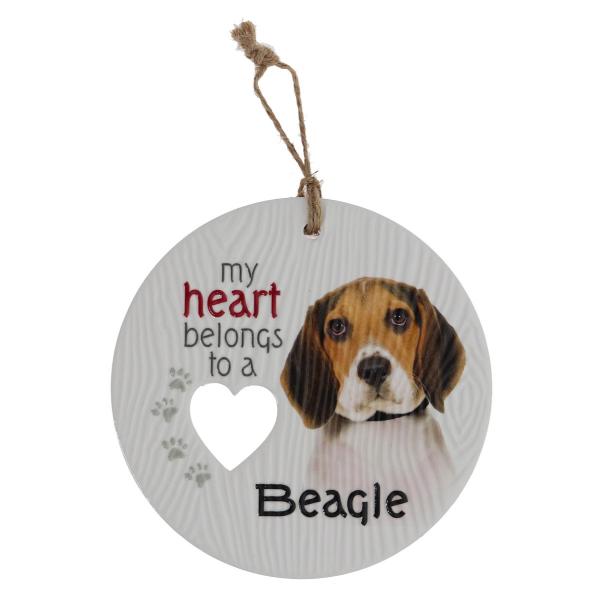 Ceramic Piece Of My Heart Beagle Hanging Plaque