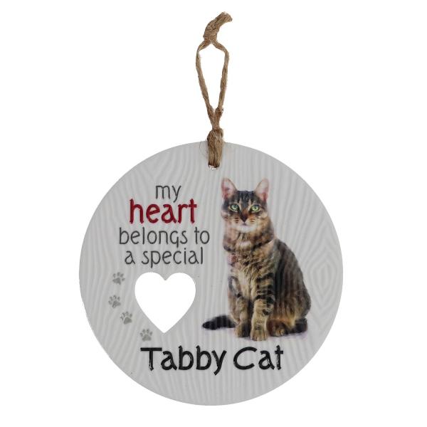 Ceramic Piece Of My Heart Tabby Cat Hanging Plaque
