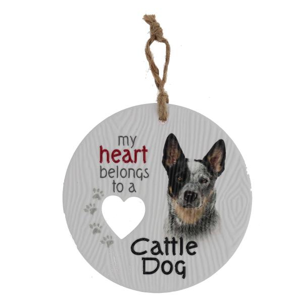 Ceramic Piece Of My Heart Cattle Dog Hanging Plaque