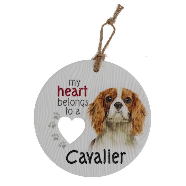 Ceramic Piece Of My Heart Cavalier Hanging Plaque