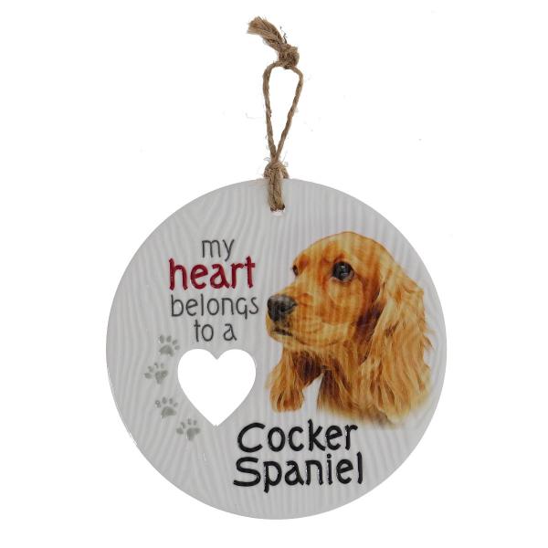 Ceramic Piece Of My Heart Cocker Spaniel Hanging Plaque
