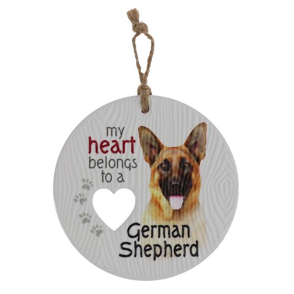 Ceramic Piece Of My Heart German Shepherd Hanging Plaque