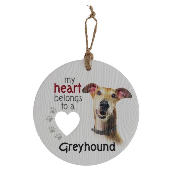 Ceramic Piece Of My Heart Greyhound Hanging Plaque