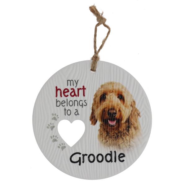 Ceramic Piece Of My Heart Groodle Hanging Plaque