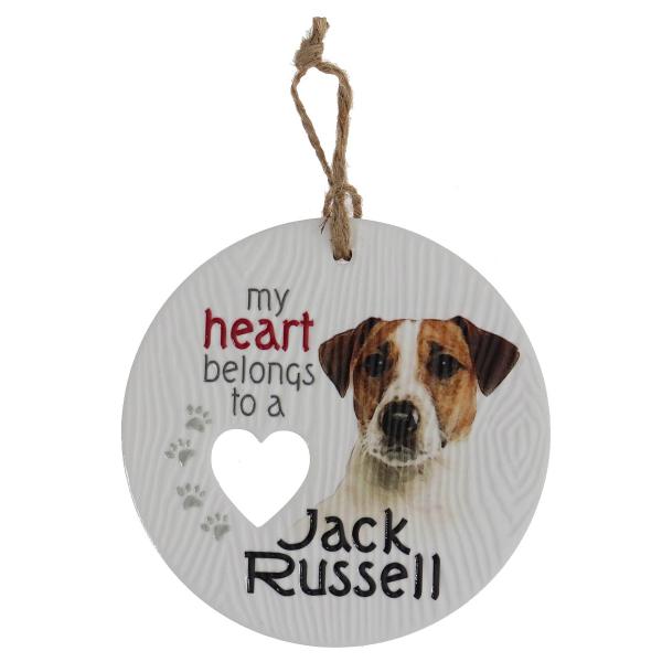 Ceramic Piece Of My Heart Jack Russell Hanging Plaque