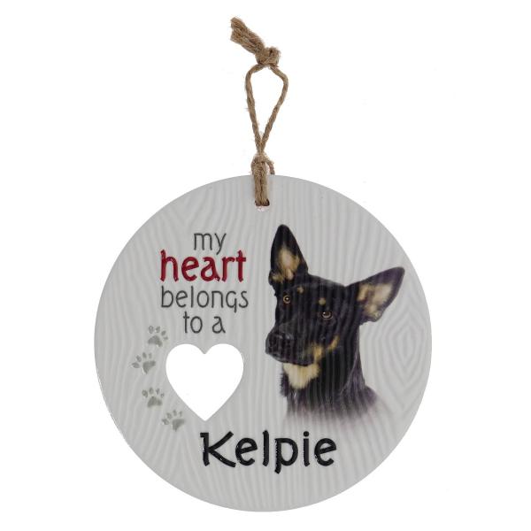 Ceramic Piece Of My Heart Kelpie Hanging Plaque
