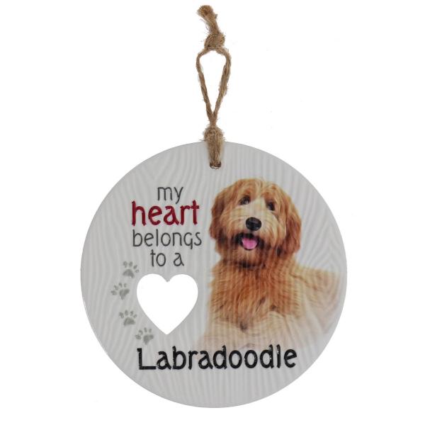 Ceramic Piece Of My Heart Labradoodle Hanging Plaque