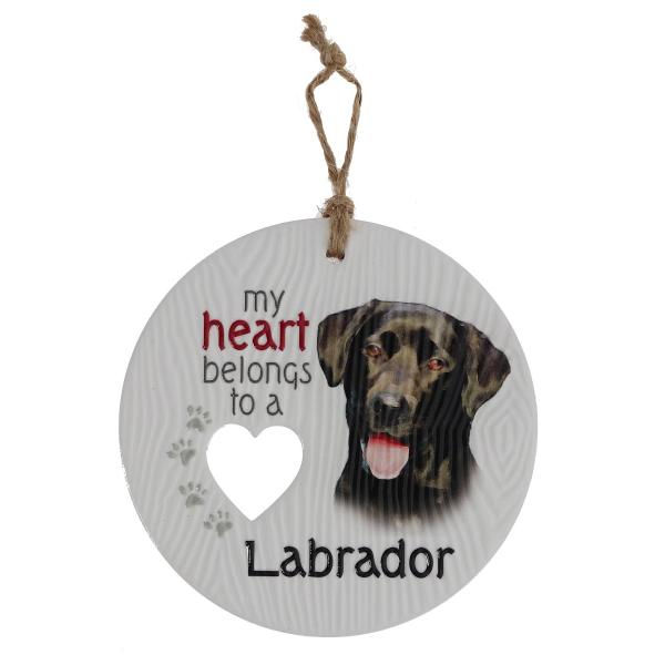 Ceramic Piece Of My Heart Black Labrador Hanging Plaque