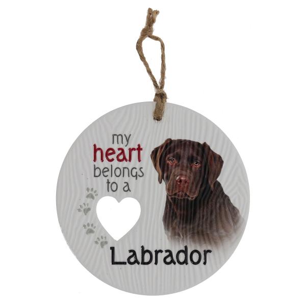 Ceramic Piece Of My Heart Chocolate Labrador Hanging Plaque