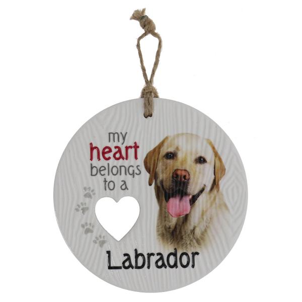 Ceramic Piece Of My Heart Beige Labrador Hanging Plaque