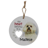 Load image into Gallery viewer, Ceramic Piece Of My Heart Maltese Hanging Plaque
