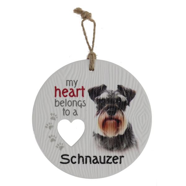 Ceramic Piece Of My Heart Schnauzer Hanging Plaque