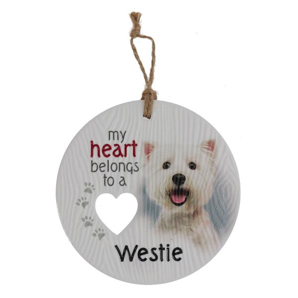 Ceramic Piece Of My Heart Westie Hanging Plaque