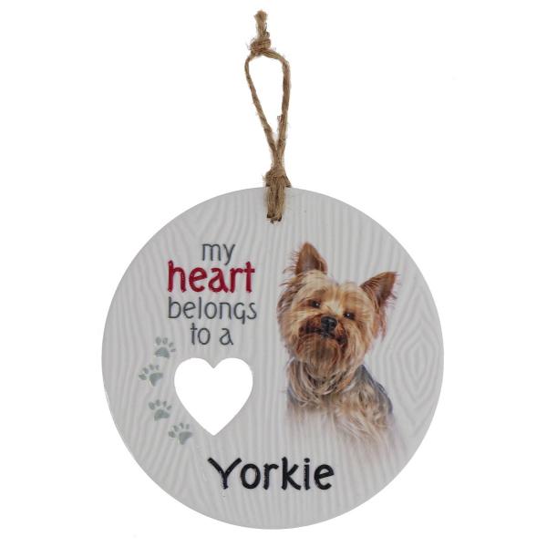 Ceramic Piece Of My Heart Yorkie Hanging Plaque