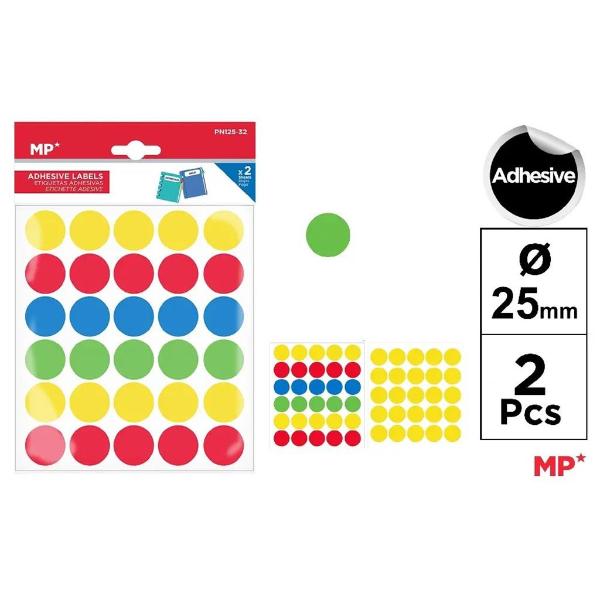 Colourful Adhesive Labels - 25mm