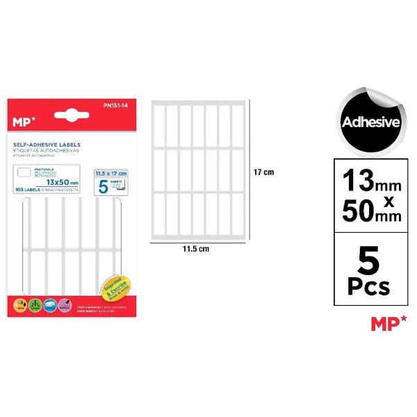 White Adhesive Labels - 13 x 50mm