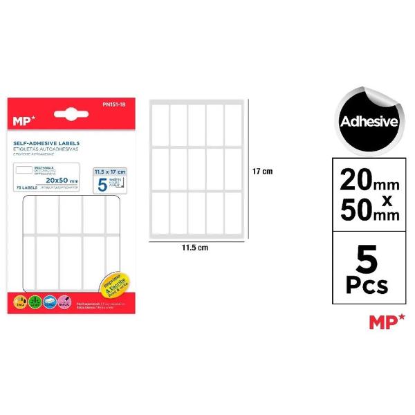 White Adhesive Labels - 20 x 50mm