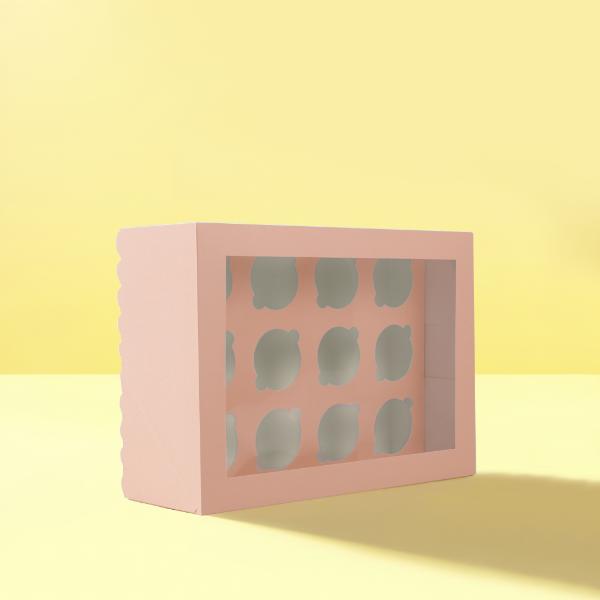 Pastel Pink 12 Holes Papyrus Scalloped Tall Cupcake Box