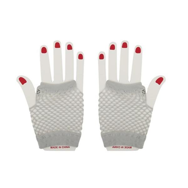 Silver Short Fishnet Gloves