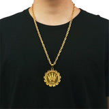 Load image into Gallery viewer, Gold Crown Medallion Necklace
