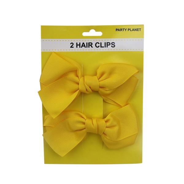 2 Pack Yellow Hair Clip Bow