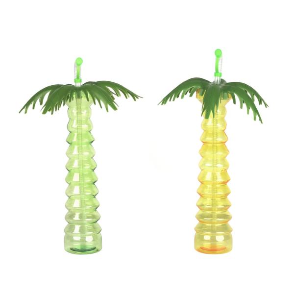 Palm Tree Drinking Cup With Reusable Straw - 400ml