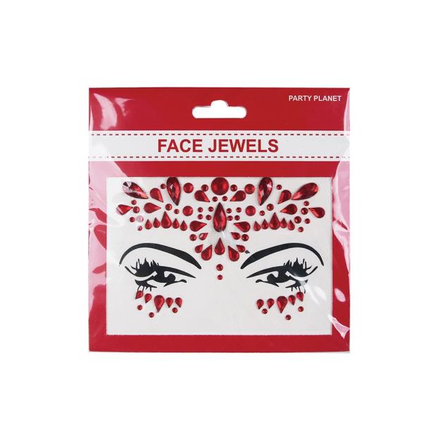 Red Stick On Face Jewellery