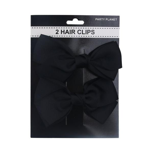 2 Pack Black Bow Hair Clips