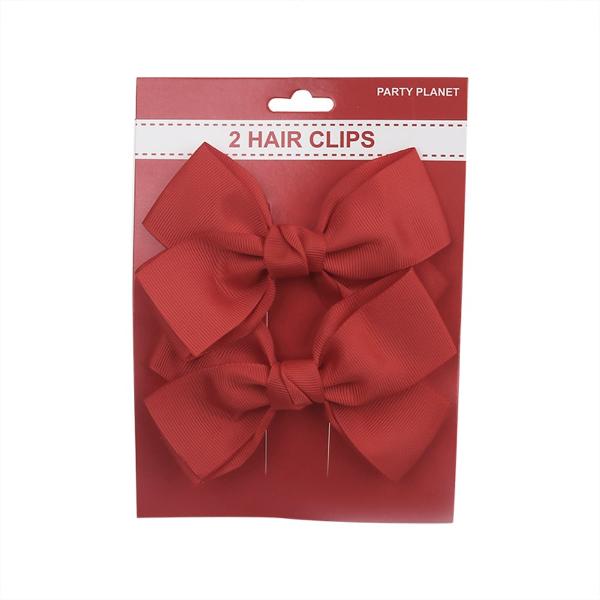 2 Pack Red Bow Hair Clips