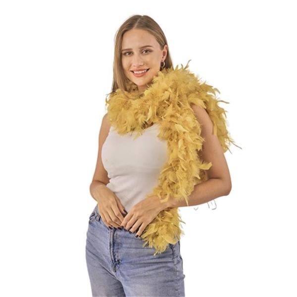 Gold Feather Boa With Tinsels