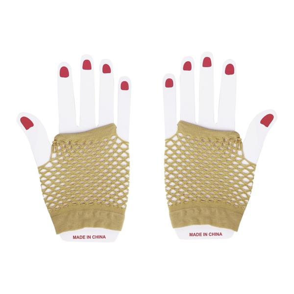 Gold Short Fishnet Gloves