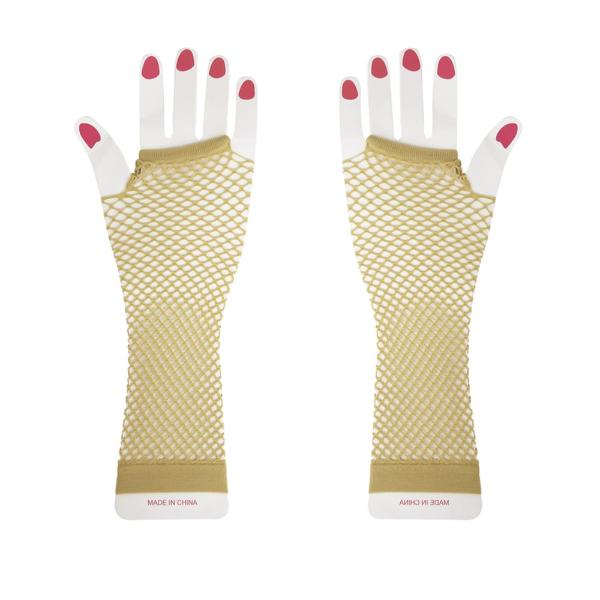 Gold Long Fishnet Gloves