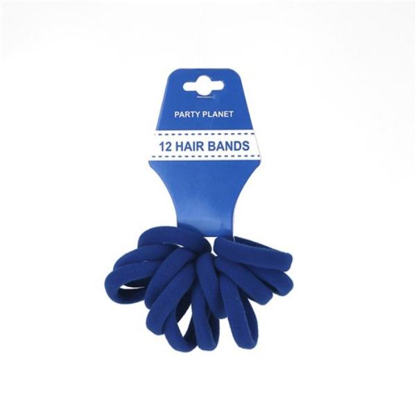 12 Pack Blue Elastic Hair Bands